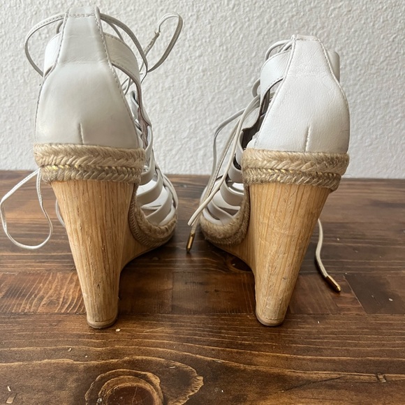 Aquazurra Amazon Leather Lace Up Wedge Sandals 9.5/ 39.5 - Picture 4 of 11